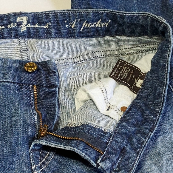 7 for All Mankind "A Pocket" Whiskers Denim Ombre Blue Jeans size 30 - Picture 5 of 8